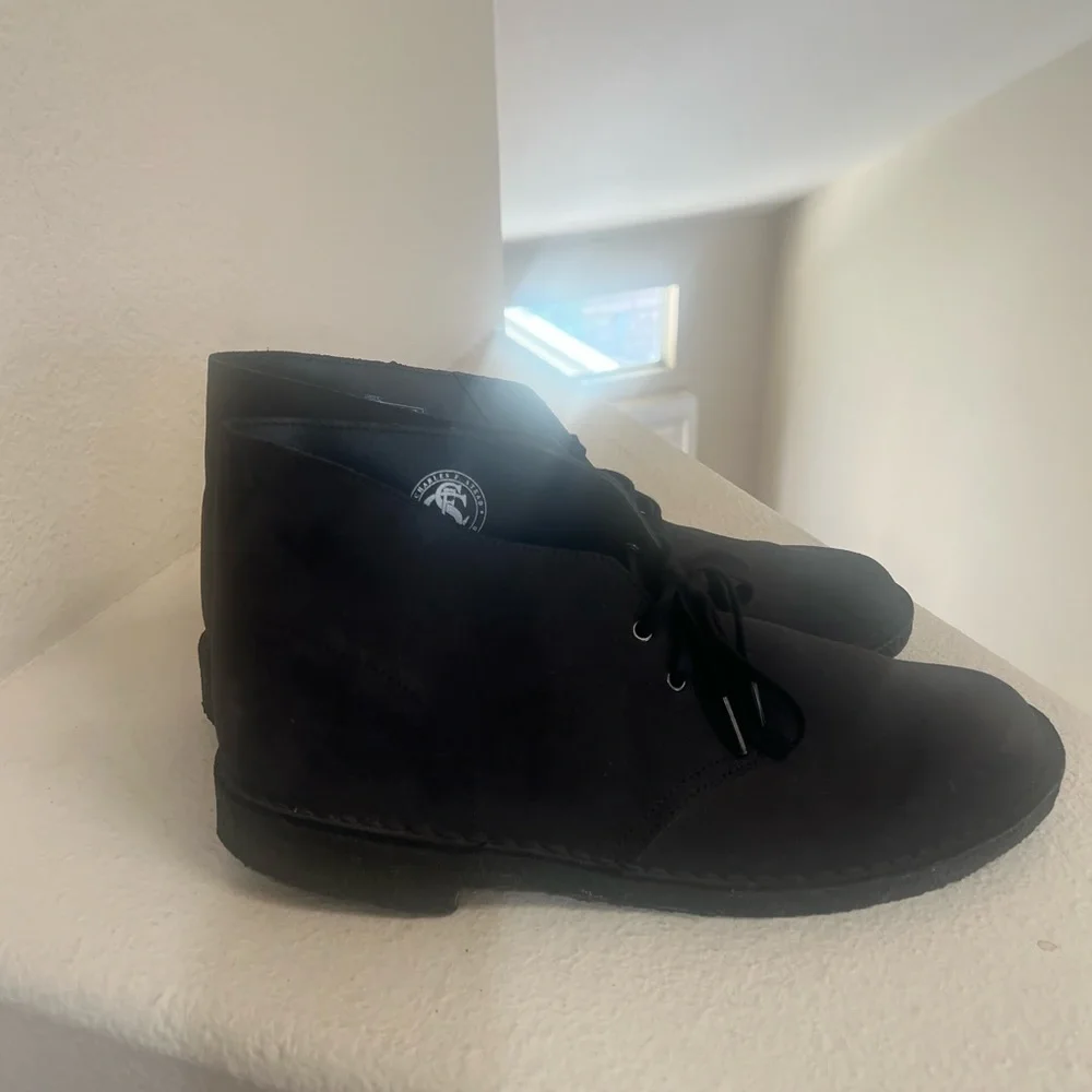 Clarks black suede Chukka Desert Boots. Size 12‎